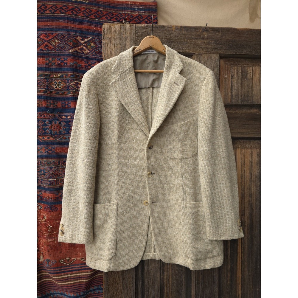 Vintage 90s Paul Zileri Alan Cherry Toronto Herringbone Wool Sportcoat Blazer 42
